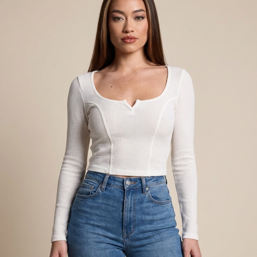 Out From Under Thermal Corset Long Sleeve Top Ivory